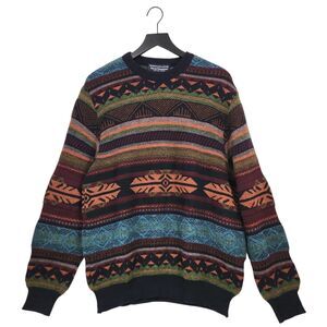 VTG Norm Thompson Mens Sweater Large Wool Alpaca Blend 3D Grandpa Geo Cosby USA